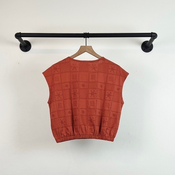 NWT Madewell Per Say Eyelet Banded Top Burnt Orange - Picture 5 of 6